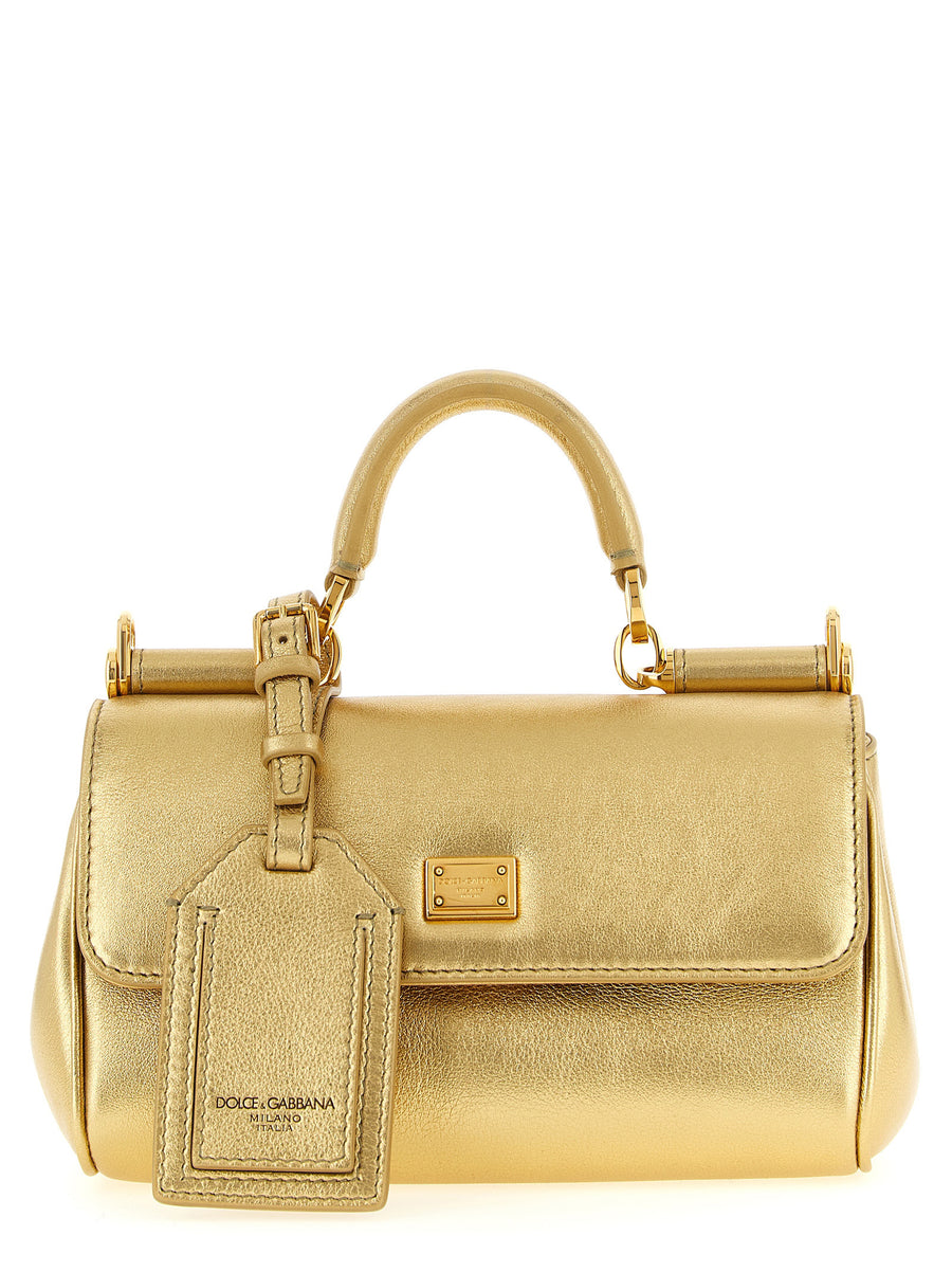 Dolce & Gabbana 95% calf leather top handle bag in gold
