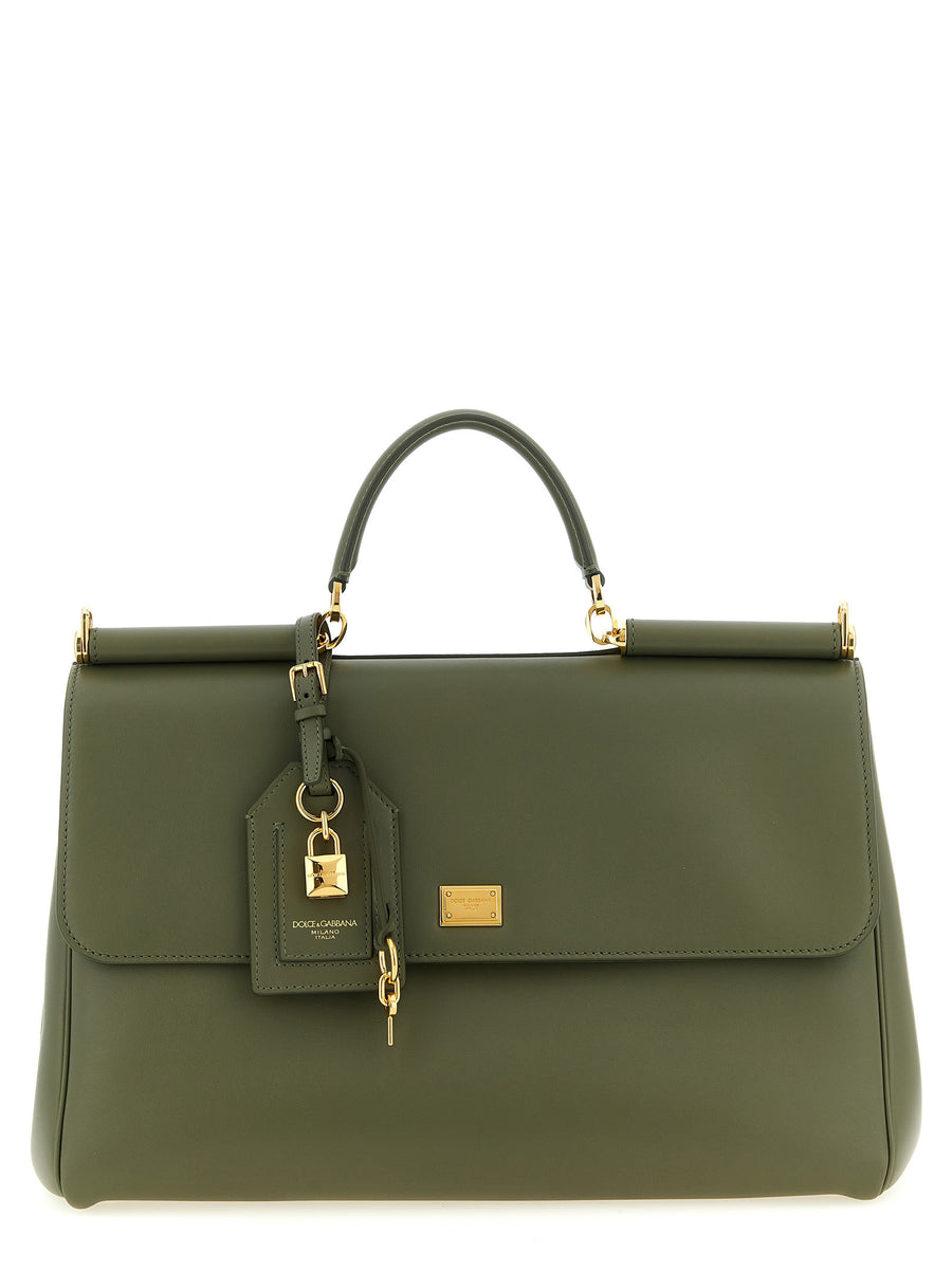 Dolce & Gabbana 95% calf leather top handle bag in green
