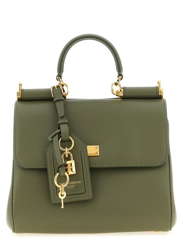 Dolce & Gabbana 95% calf leather top handle bag in green
