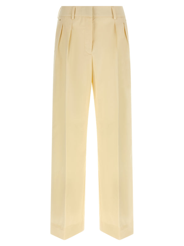 Moncler 100% cotton trousers in beige