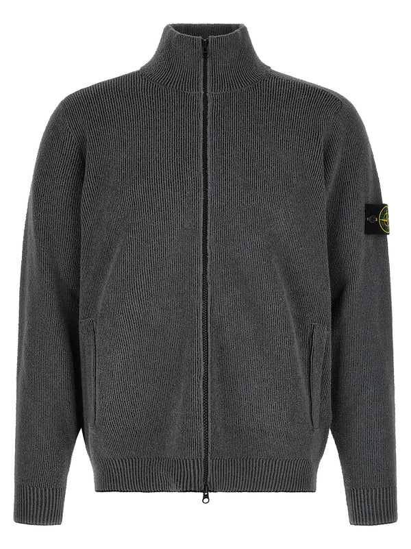 Stone Island 83% cotton cardigan in gray