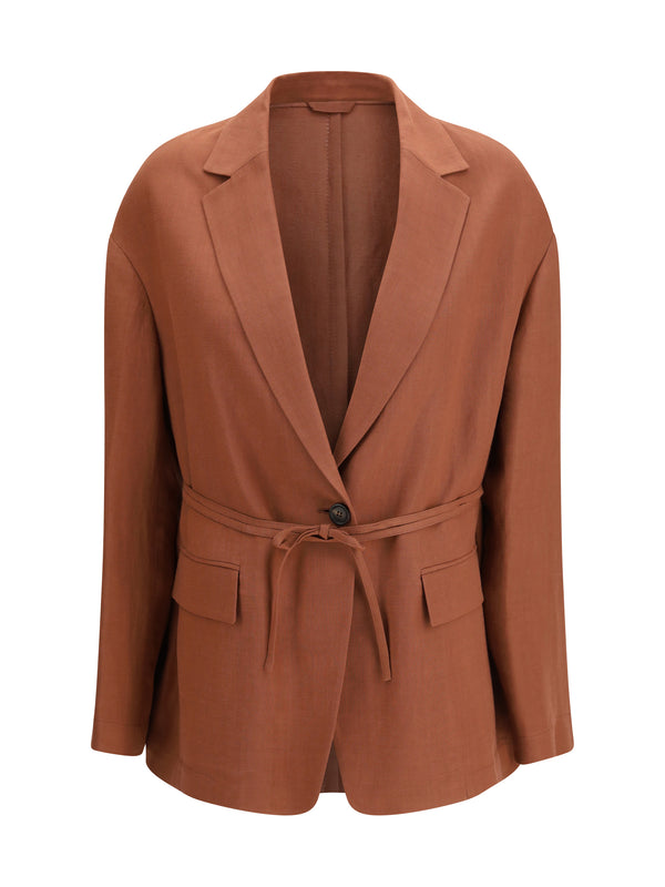 Blazer Monili-Embellishment Fire Brick Viscose Jacket