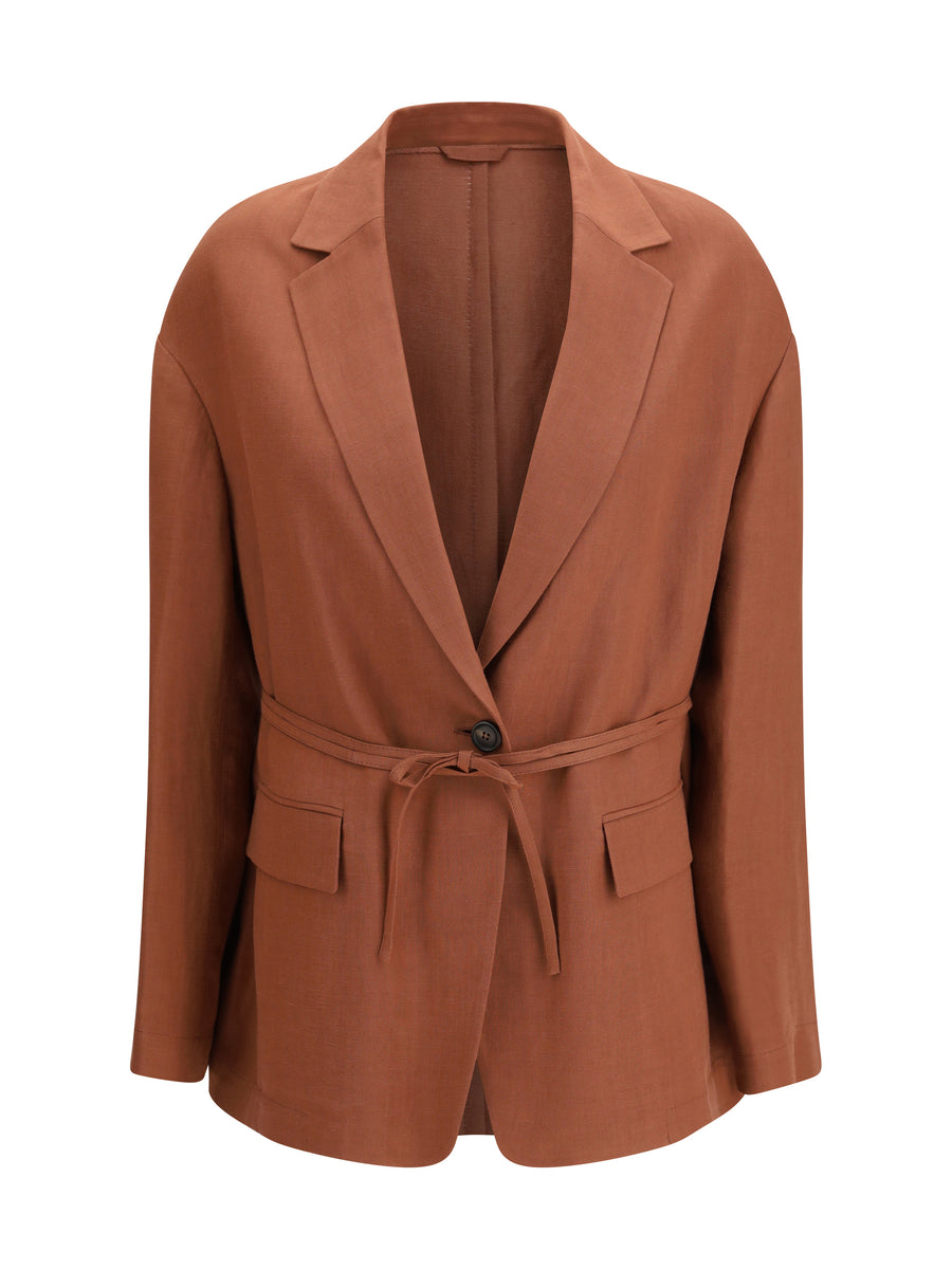 Blazer Monili-Embellishment Fire Brick Viscose Jacket
