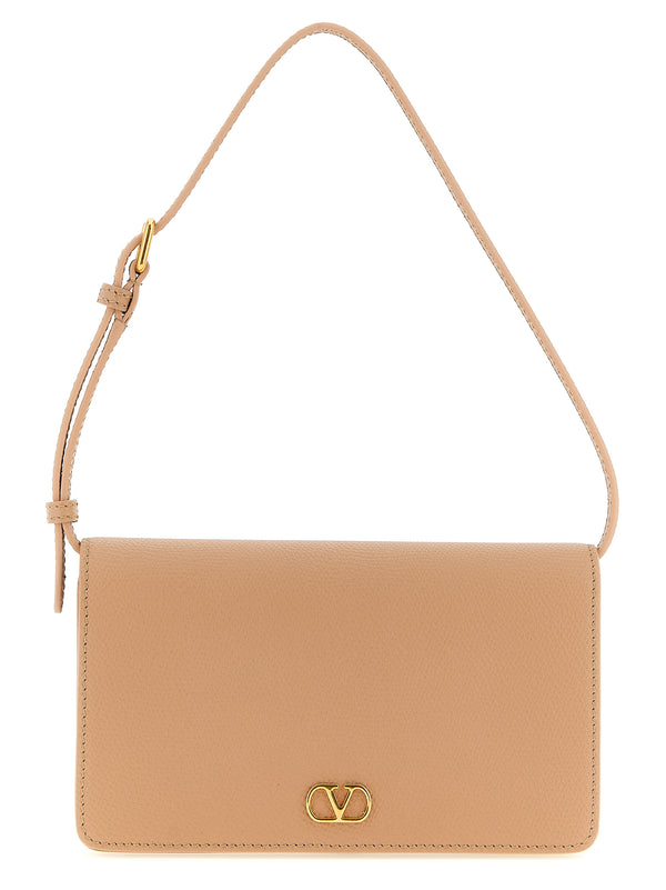 Valentino Garavani 100% calfskin leather shoulder bag in beige