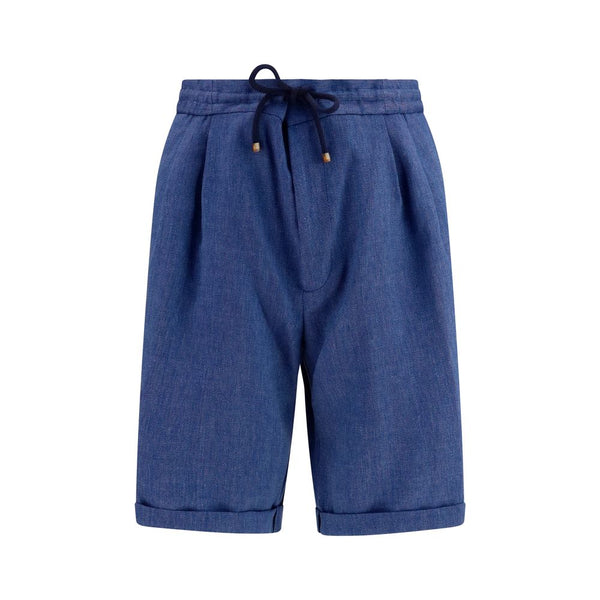 Brunello Cucinelli 60% Linen bermuda shorts in blue