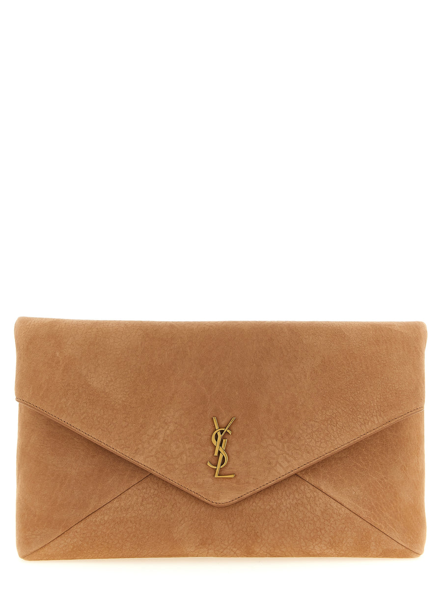 Saint Laurent 100% Lamb Leather clutch in brown