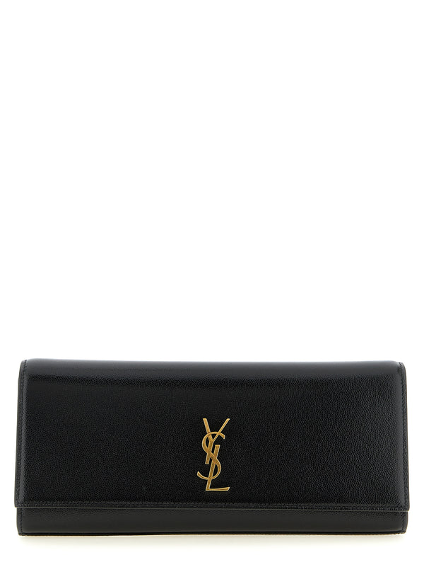 Saint Laurent 100% calfskin leather clutch in black
