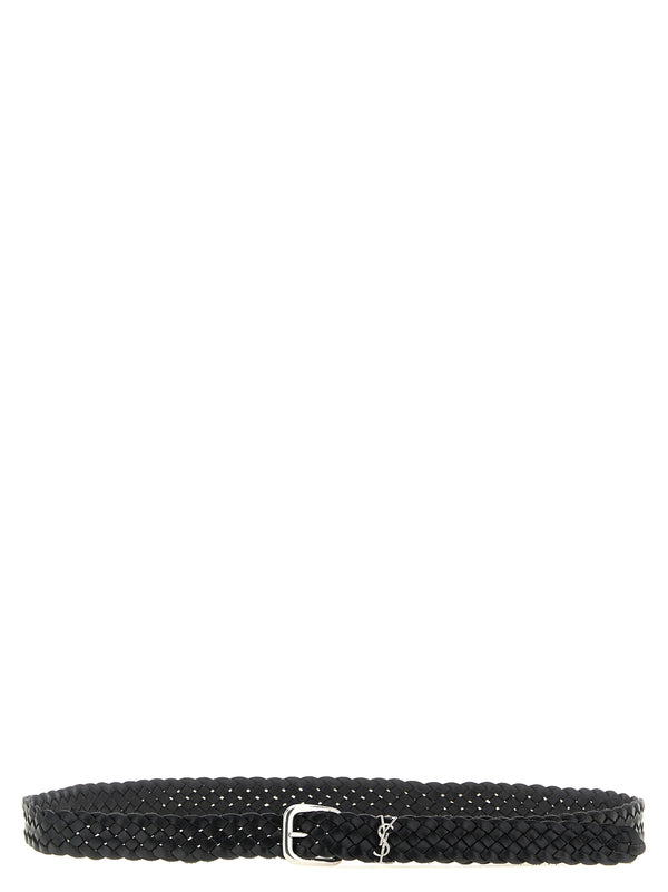 Saint Laurent 100% calfskin leather belt in black