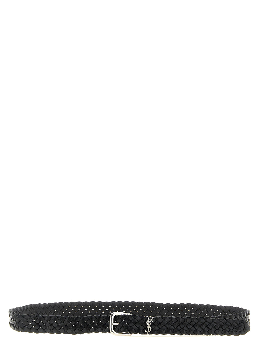 Saint Laurent 100% calfskin leather belt in black