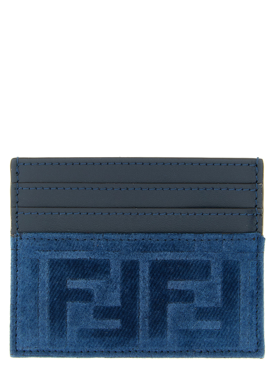 Fendi 85% cotton card case in blue