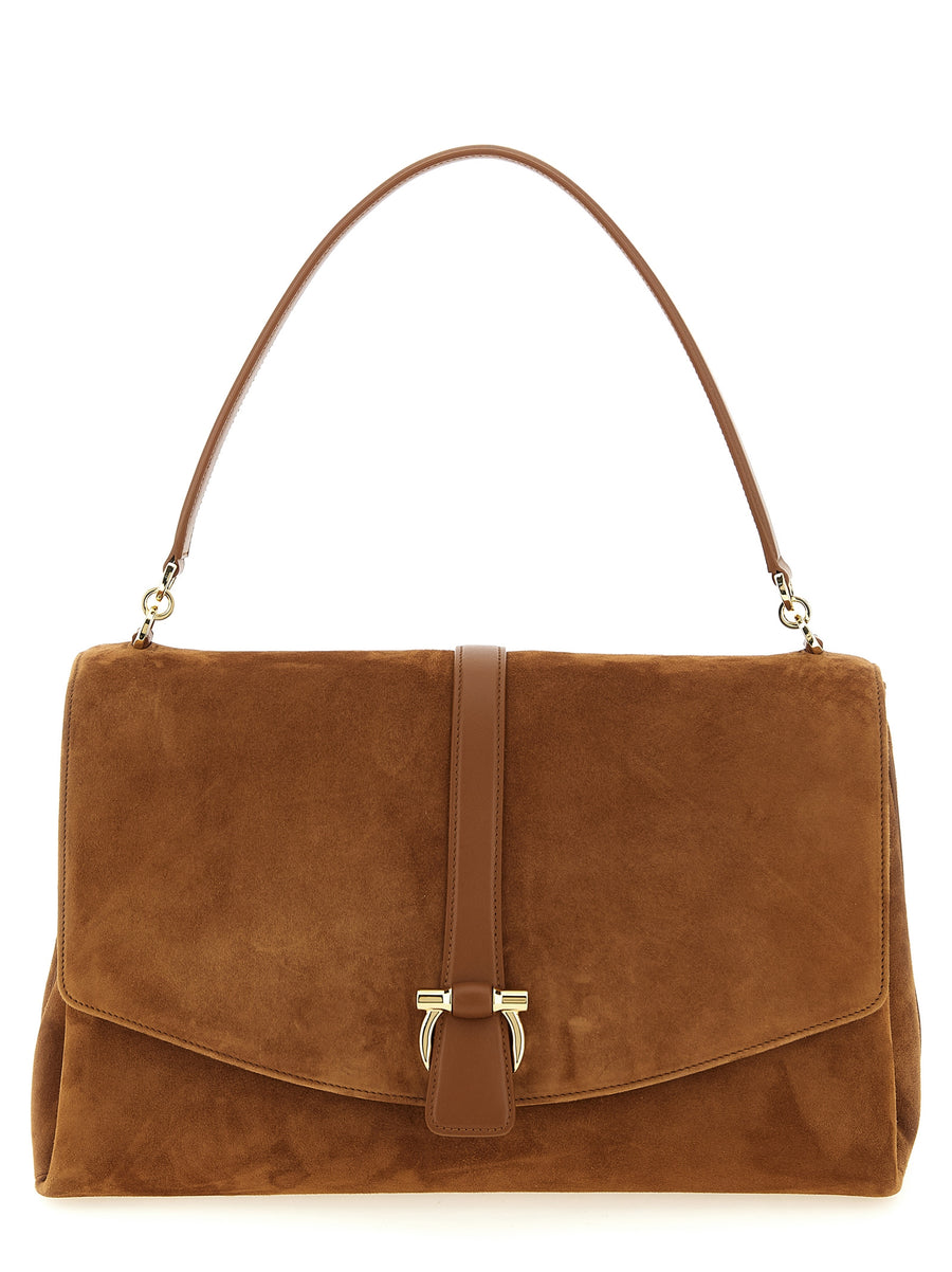 Ferragamo 92% goat leather shoulder bag in brown