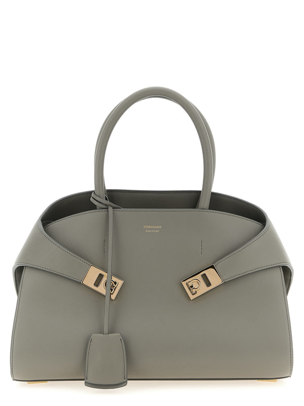 Ferragamo 100% calfskin leather shoulder bag in gray