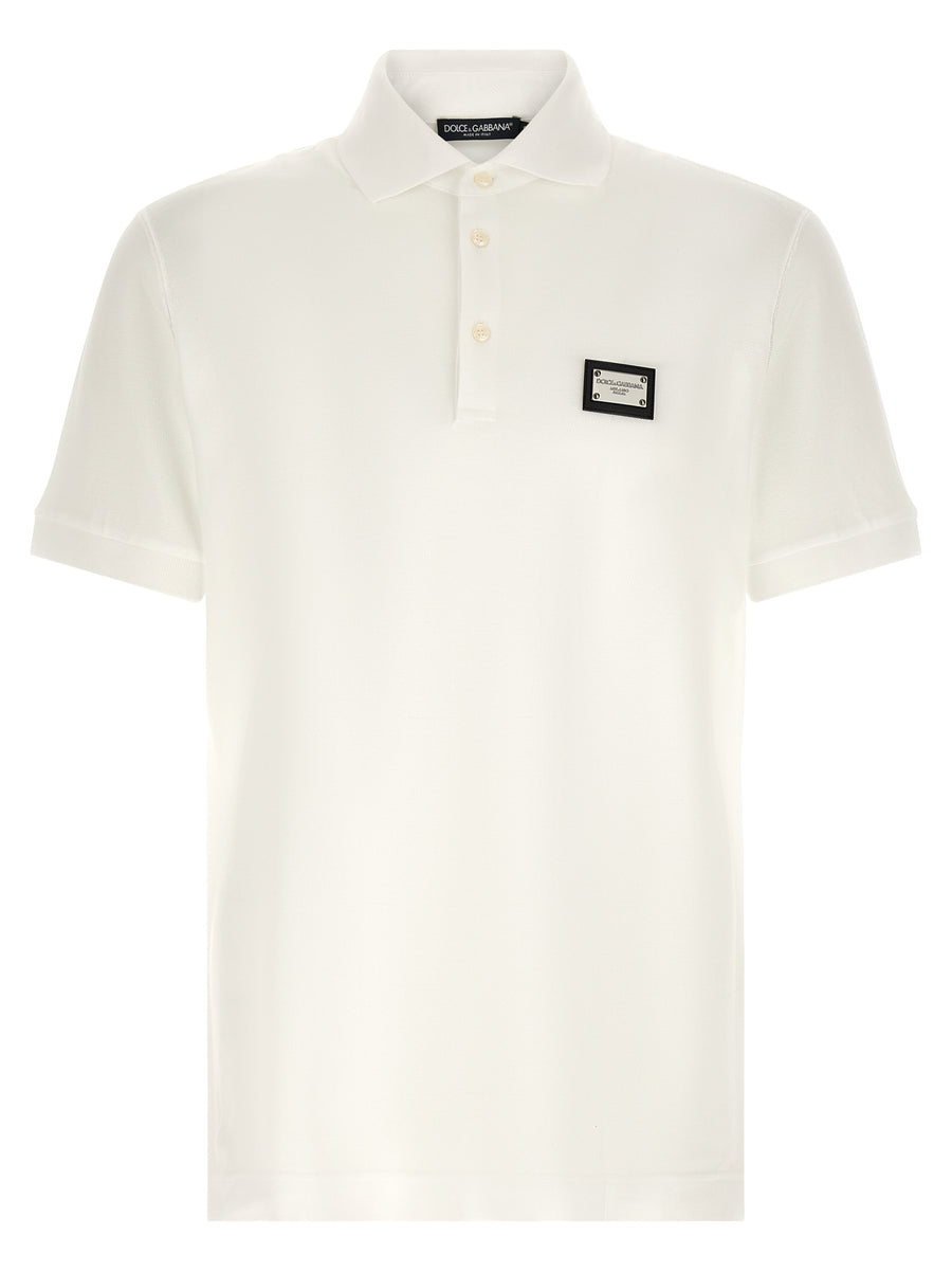 Dolce & Gabbana 100% cotton polo shirt in white