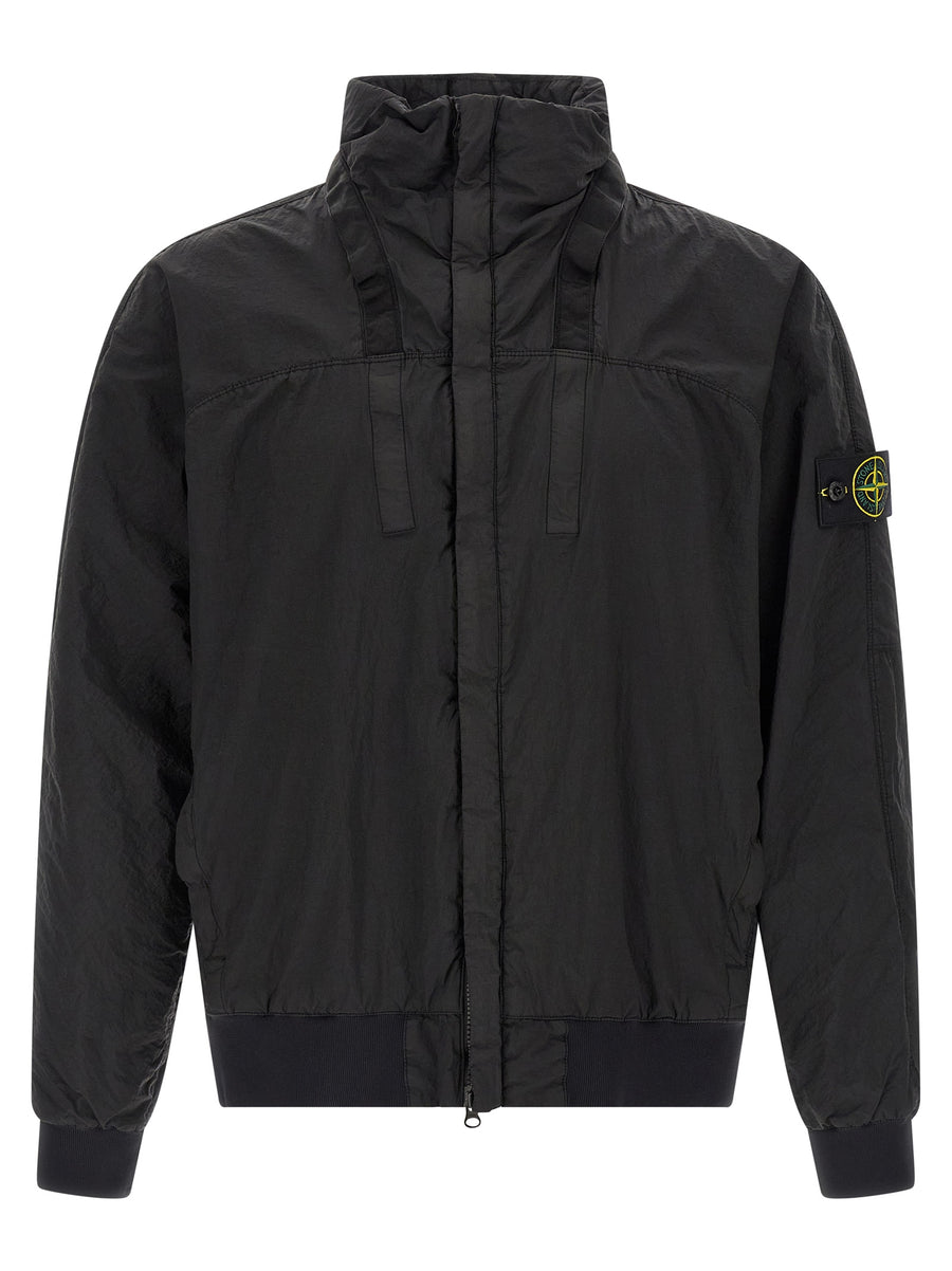 Stone Island 100% polyamide fibers bomber jacket in black