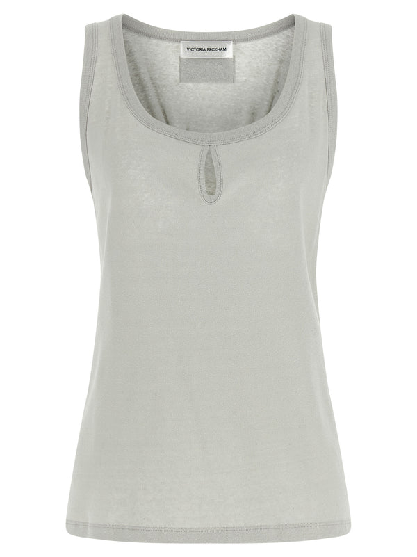 Victoria Beckham 70% Cotton tank top in gray