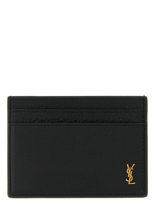 Saint Laurent 100% calfskin leather card case in black