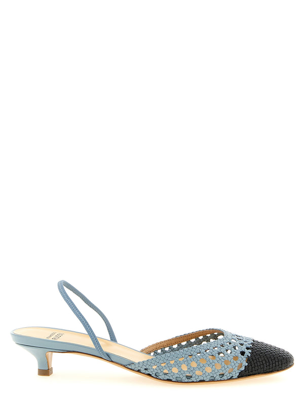 Francesco Russo 100% goat leather slingback heel in blue