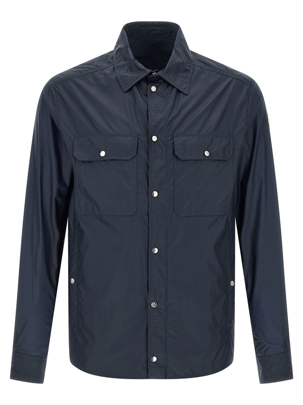 Moncler 100% polyamide overshirt in blue