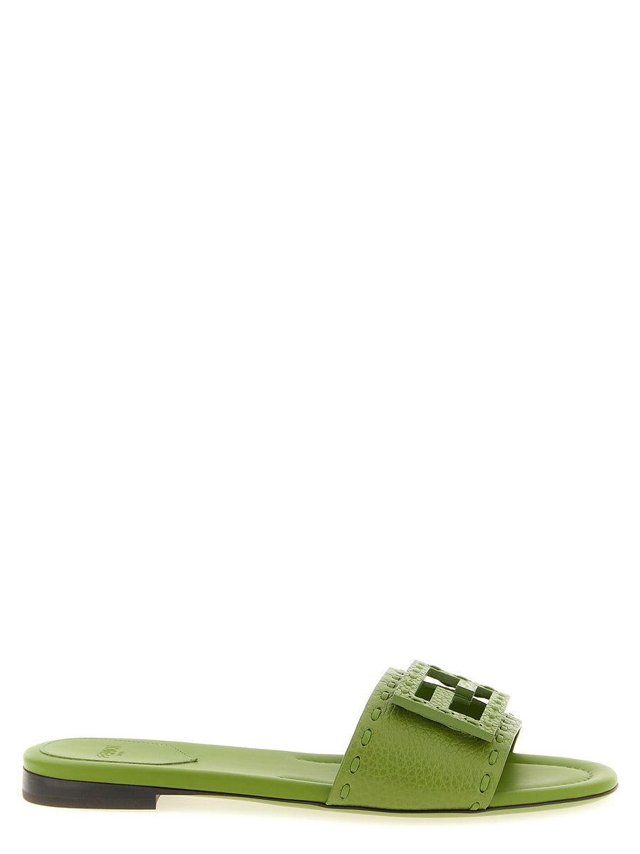 Fendi 100% Calfskin Leather slides in green
