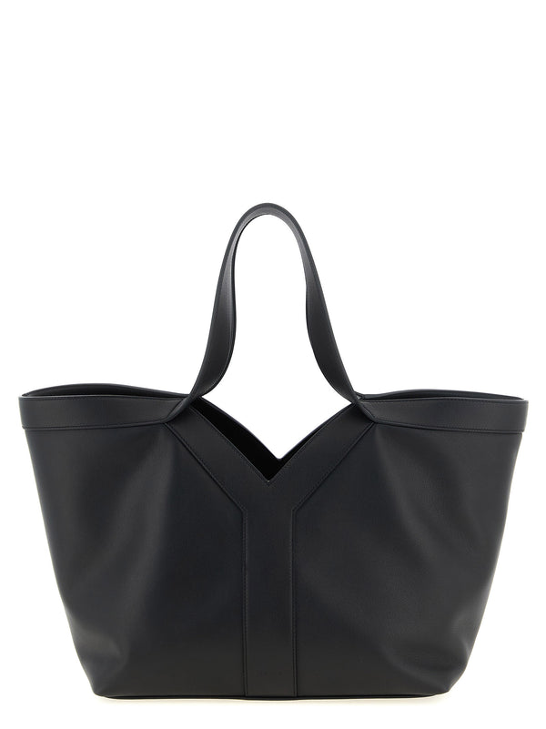Saint Laurent 100% calfskin leather tote bag in black