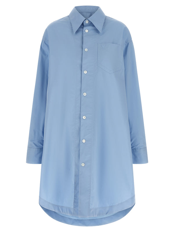 AMI Paris 100% cotton poplin shirt in blue