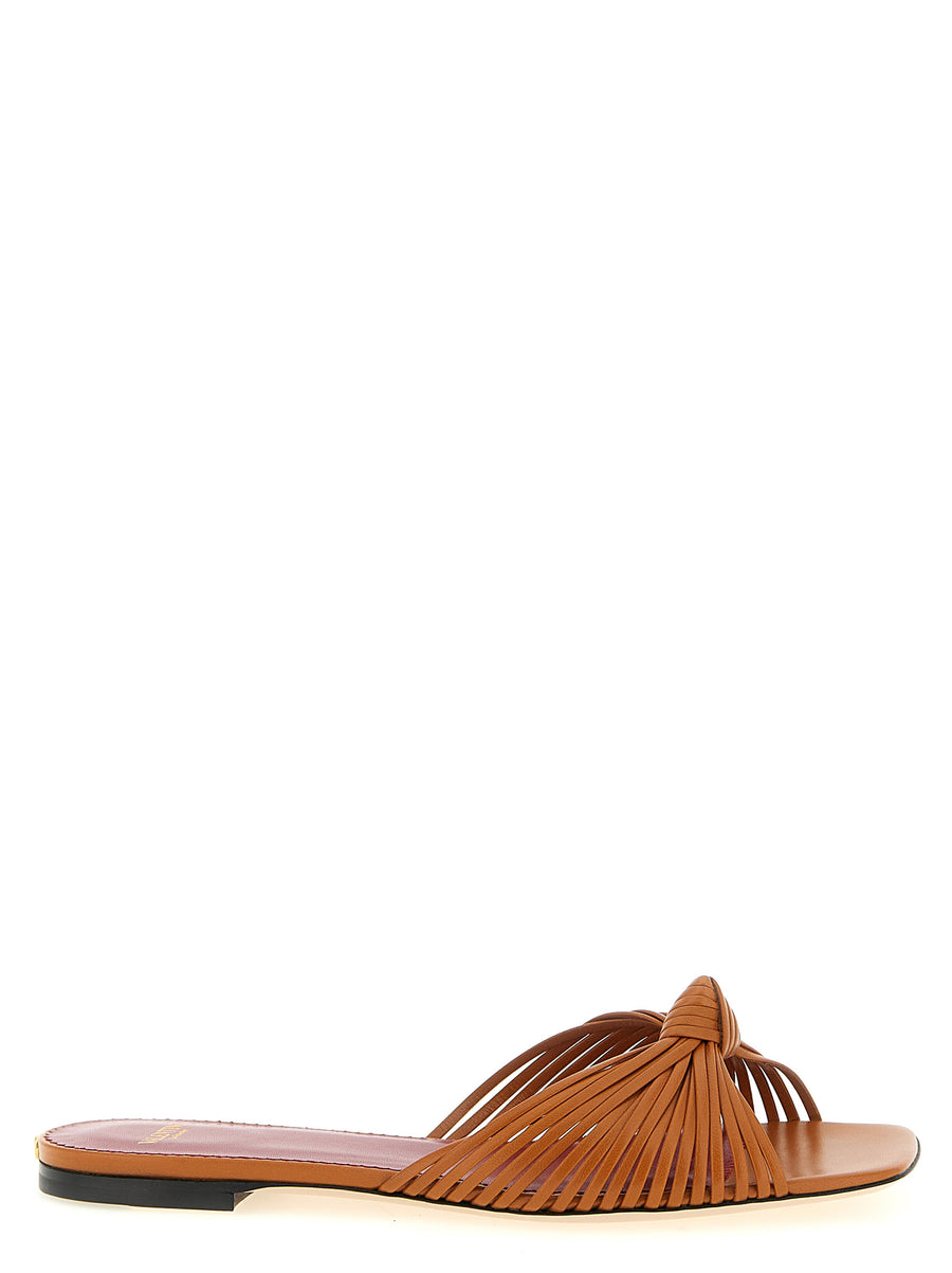 Valentino Garavani 100% Goat Leather slide sandal in brown