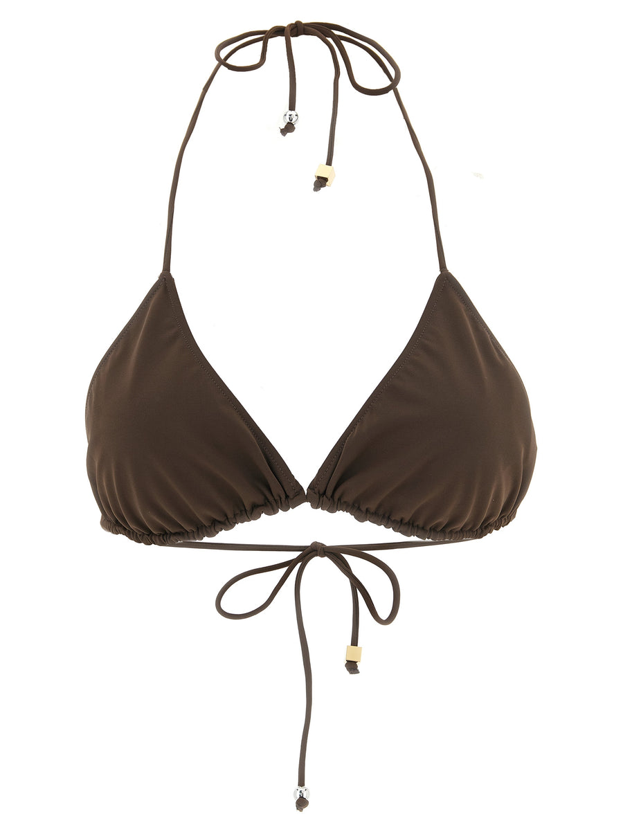 Jacquemus 78% polyamide bikini top in brown