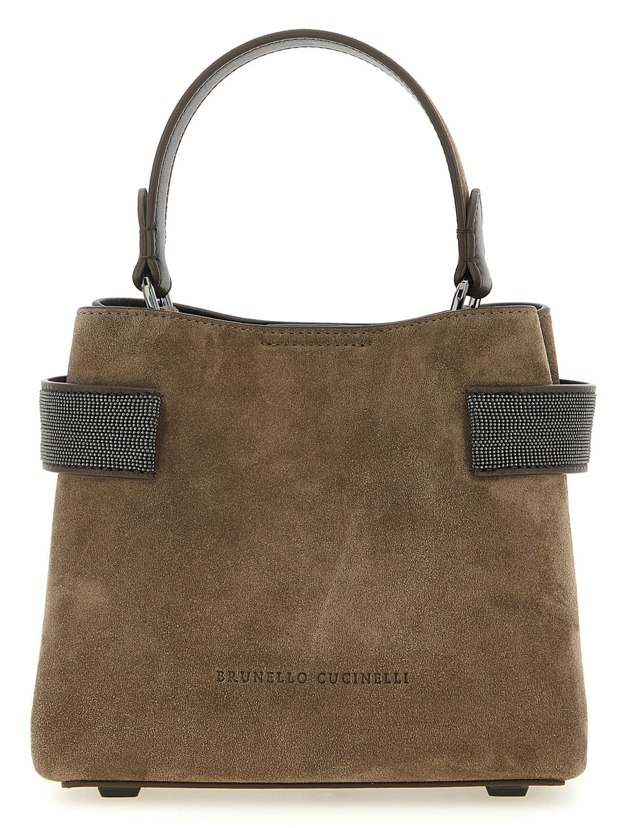 Brunello Cucinelli 100% calfskin leather (Bos Taurus) top handle bag in brown
