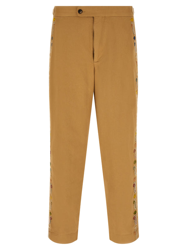 Bode 100% cotton trousers in beige