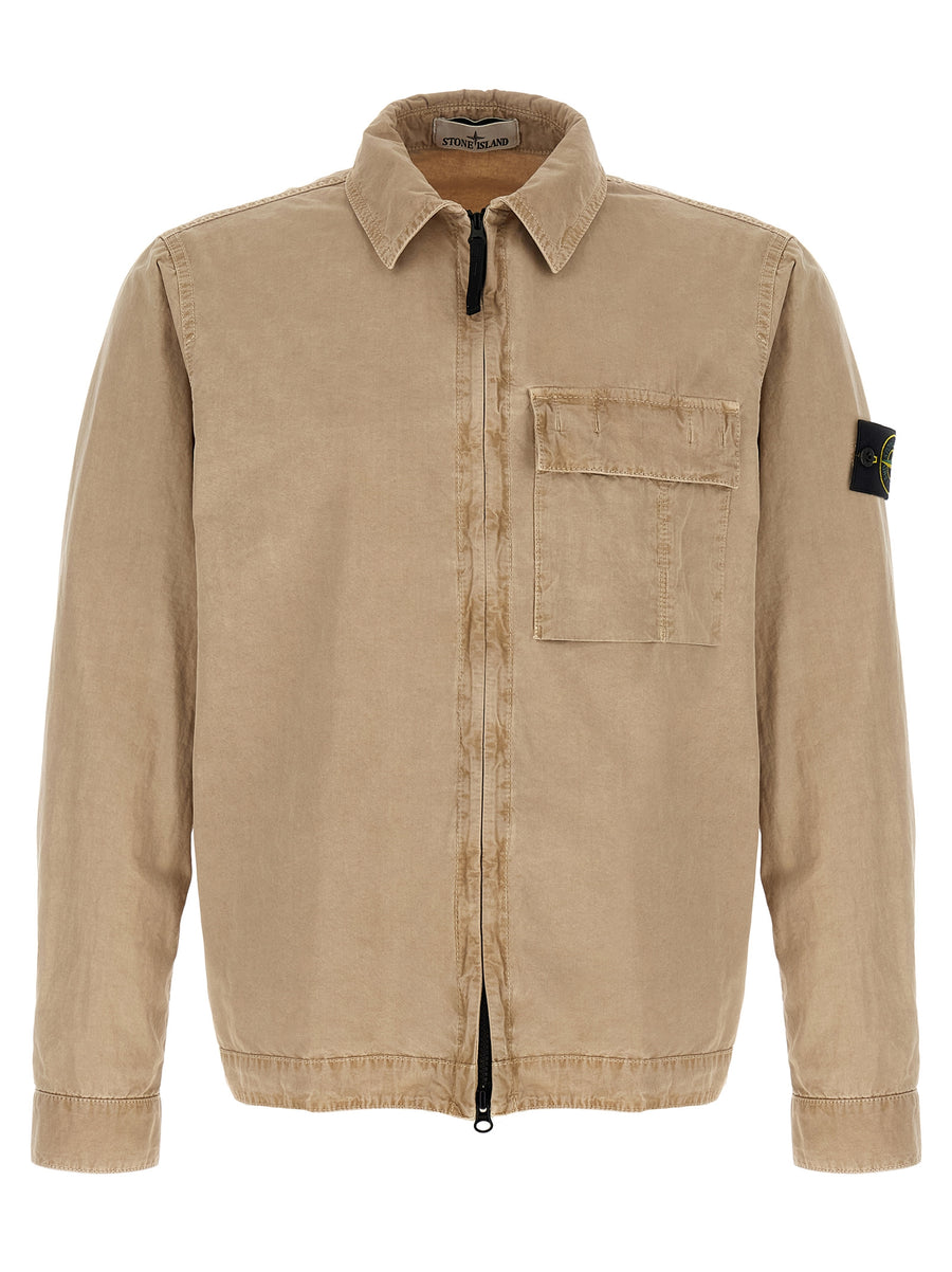 Stone Island 100% cotton overshirt in beige
