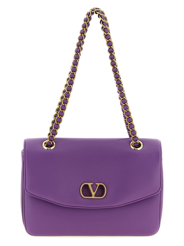 Valentino Garavani 100% lamb leather shoulder bag in purple