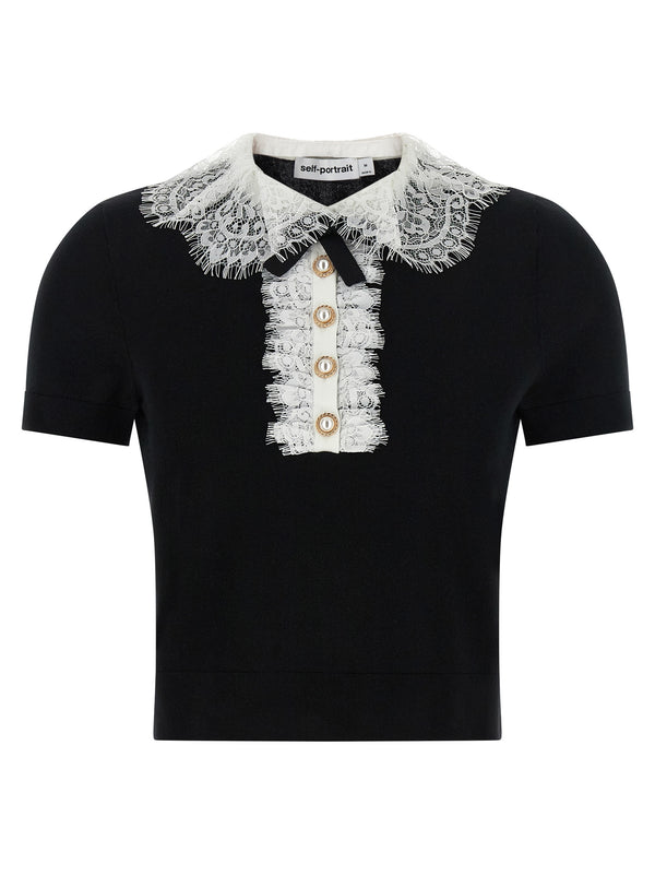 Self-Portrait 100% Wool blouse in black