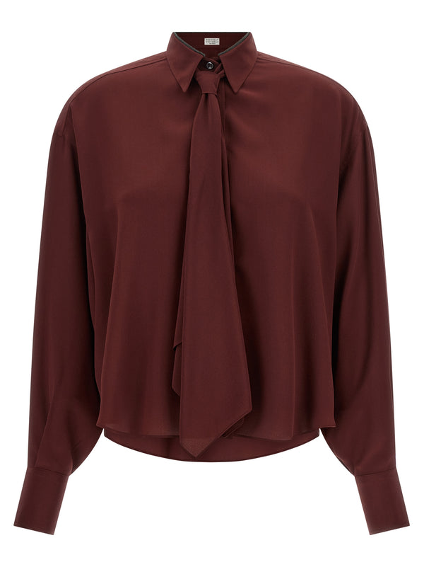 Brunello Cucinelli 100% Silk blouse in bordeaux