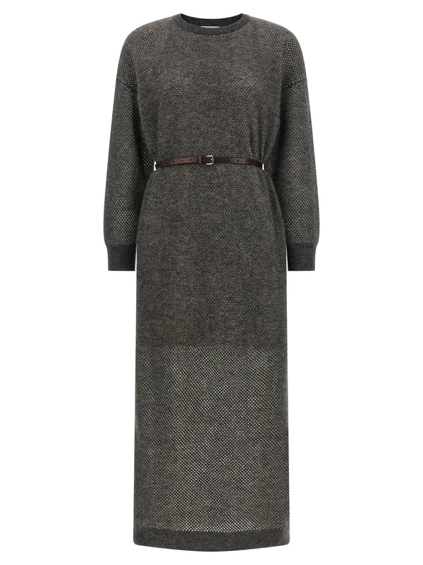 Brunello Cucinelli 46% mohair wool dress in gray