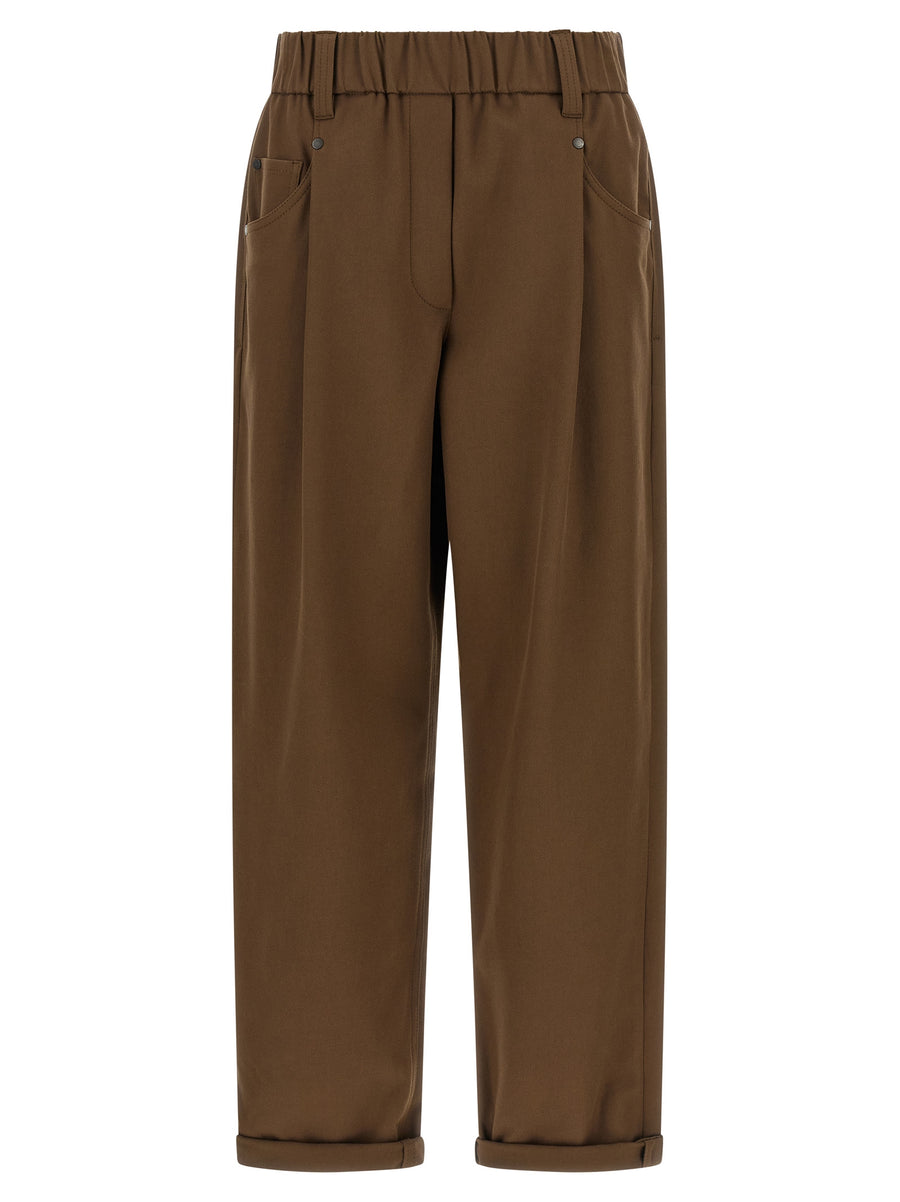 Brunello Cucinelli 97% cotton trousers in brown