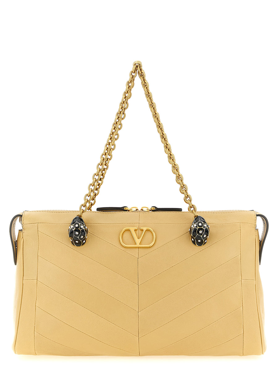 Valentino Garavani 100% lamb leather shoulder bag in beige
