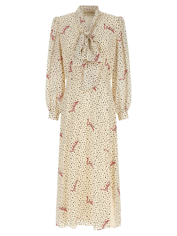 Valentino Garavani 100% silk midi dress in cream