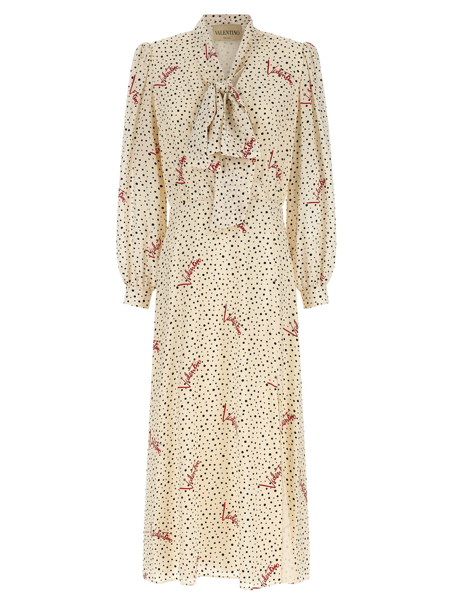 Valentino Garavani 100% silk midi dress in cream