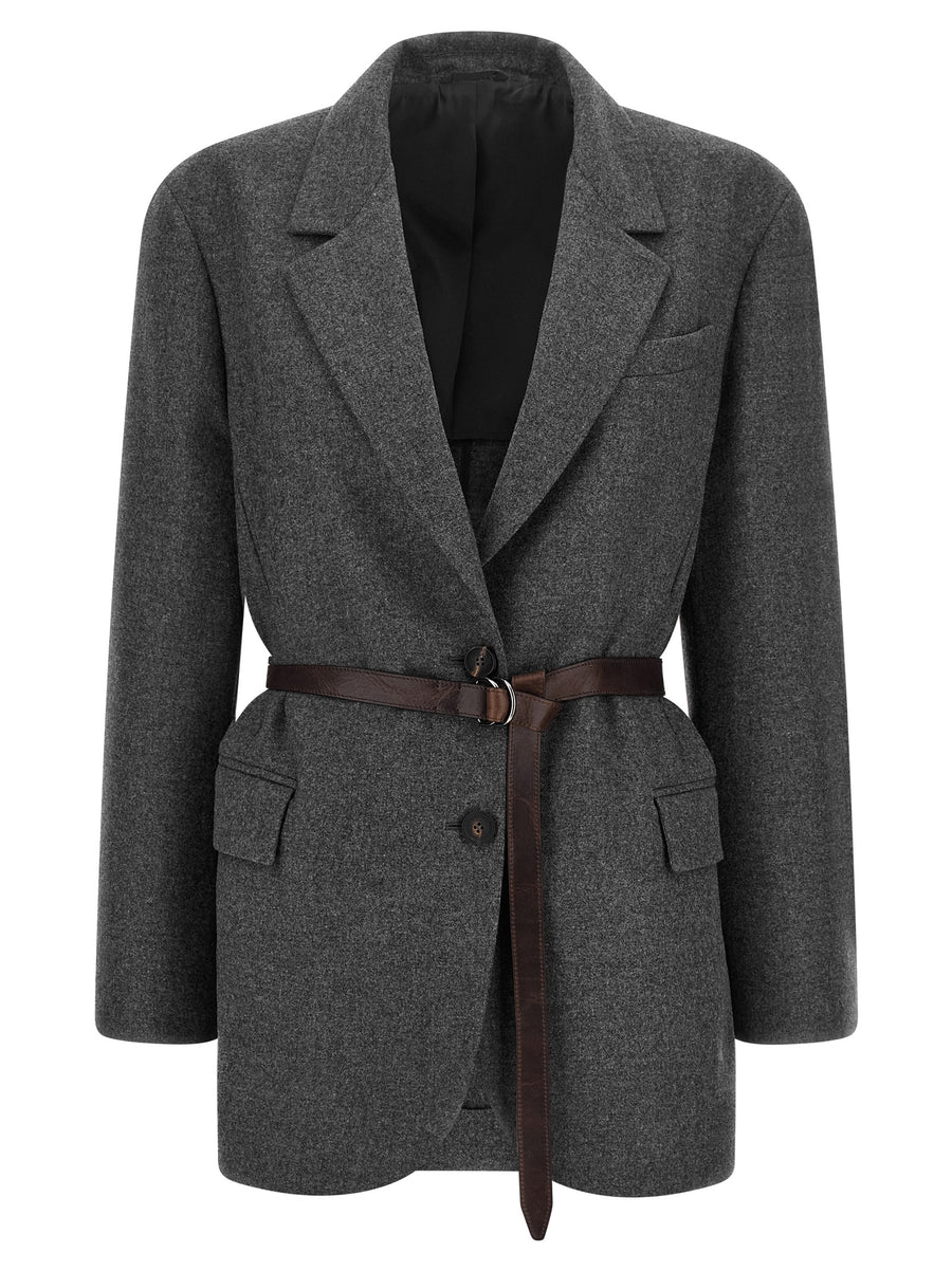 Brunello Cucinelli 95% virgin wool blazer in gray