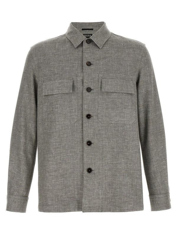 Zegna 46% Linen overshirt in gray