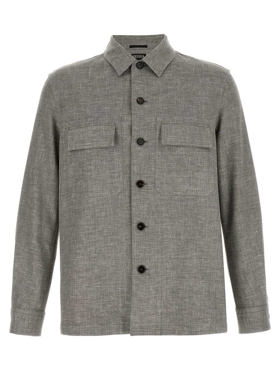 Zegna 46% Linen overshirt in gray