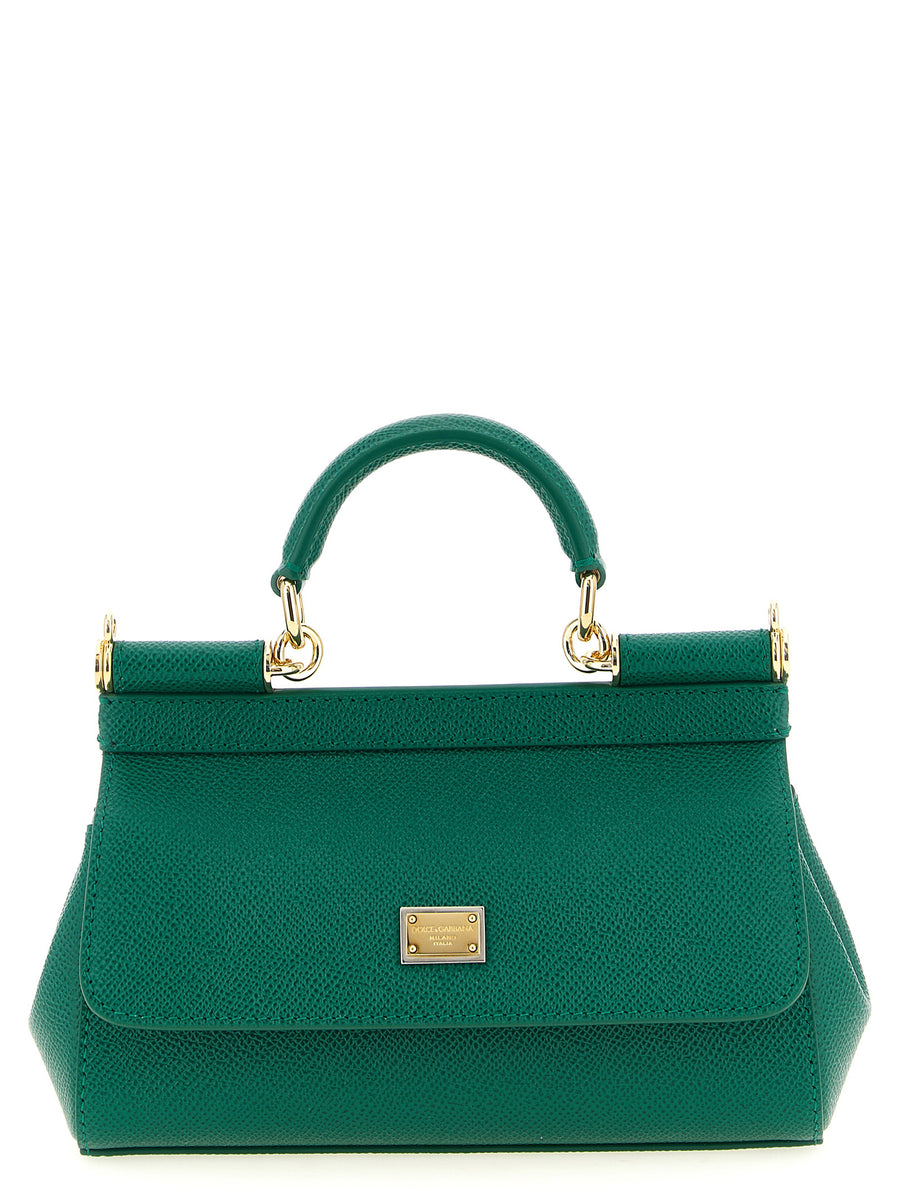 Dolce & Gabbana Calfskin leather top handle bag in green