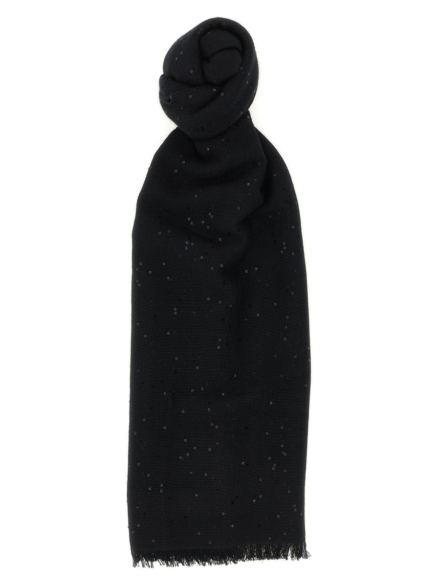 Brunello Cucinelli 70% cashmere scarf in black