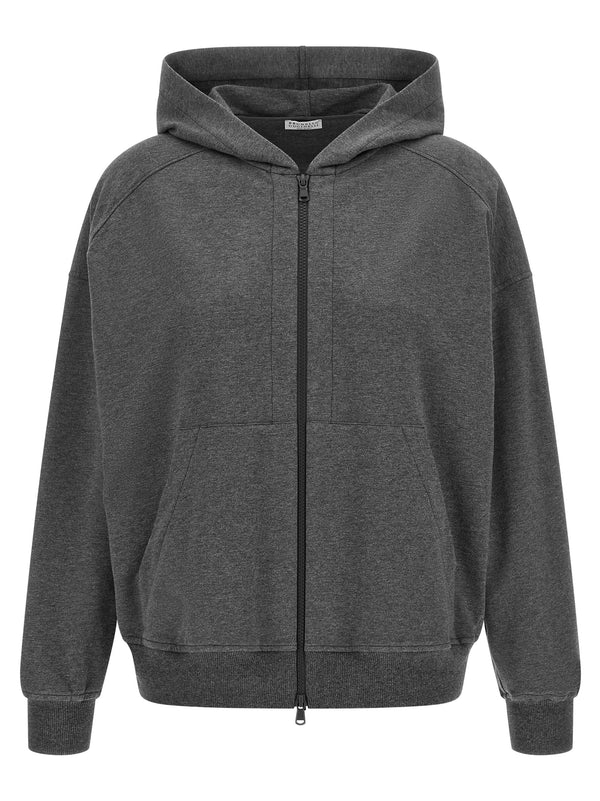 Brunello Cucinelli 98% cotton hoodie in gray