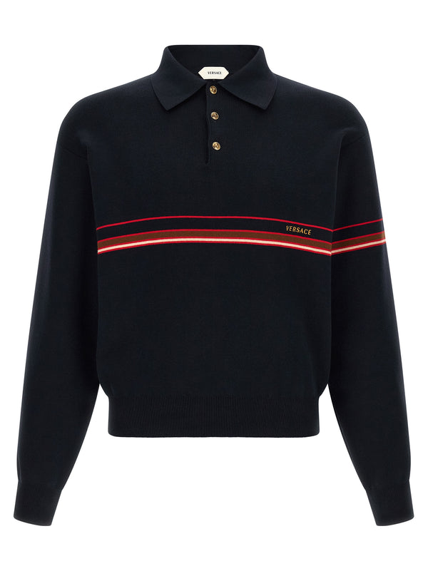 Versace 100% cotton polo shirt in navy