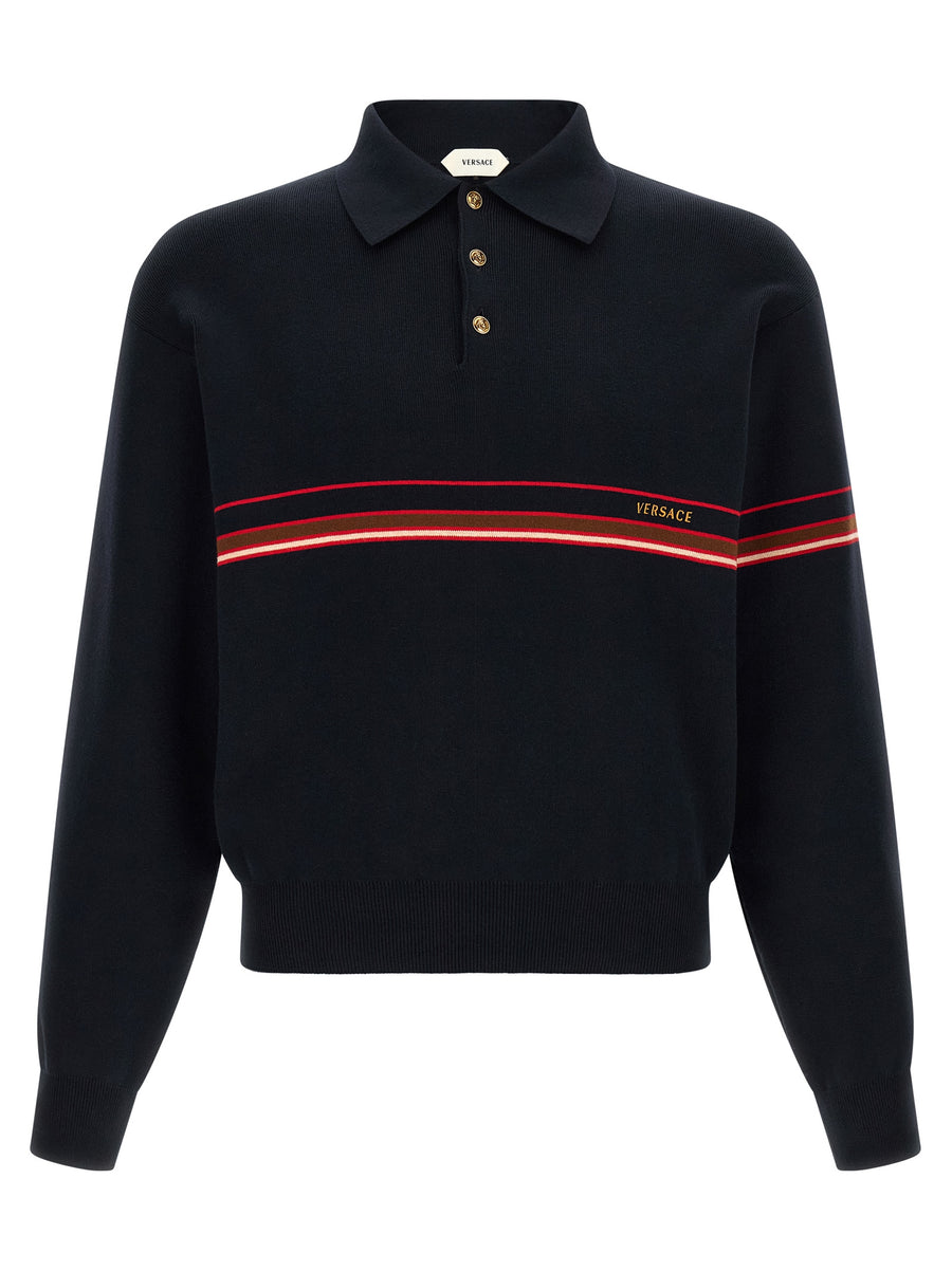 Versace 100% cotton polo shirt in navy