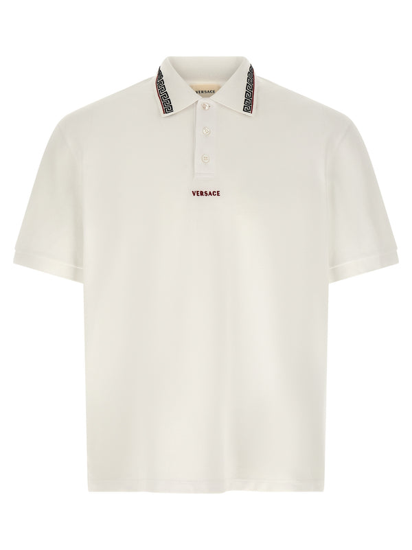 Versace 100% cotton polo shirt in white