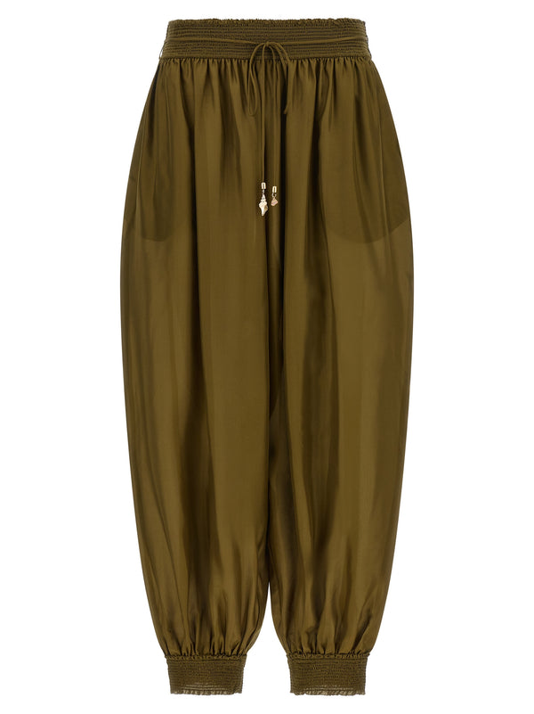 Zimmermann 100% silk joggers in green