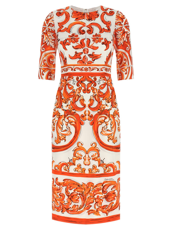 Dolce & Gabbana 92% silk dress in orange
