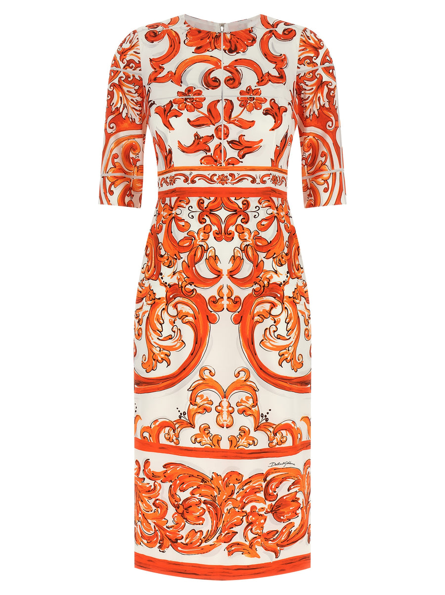 Dolce & Gabbana 92% silk dress in orange